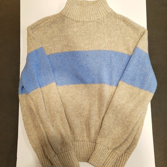 aerie Sweaters - Aerie Oh Snow Soft Mock Neck Sweater Grey Blue Colorblock Size Small Pullover